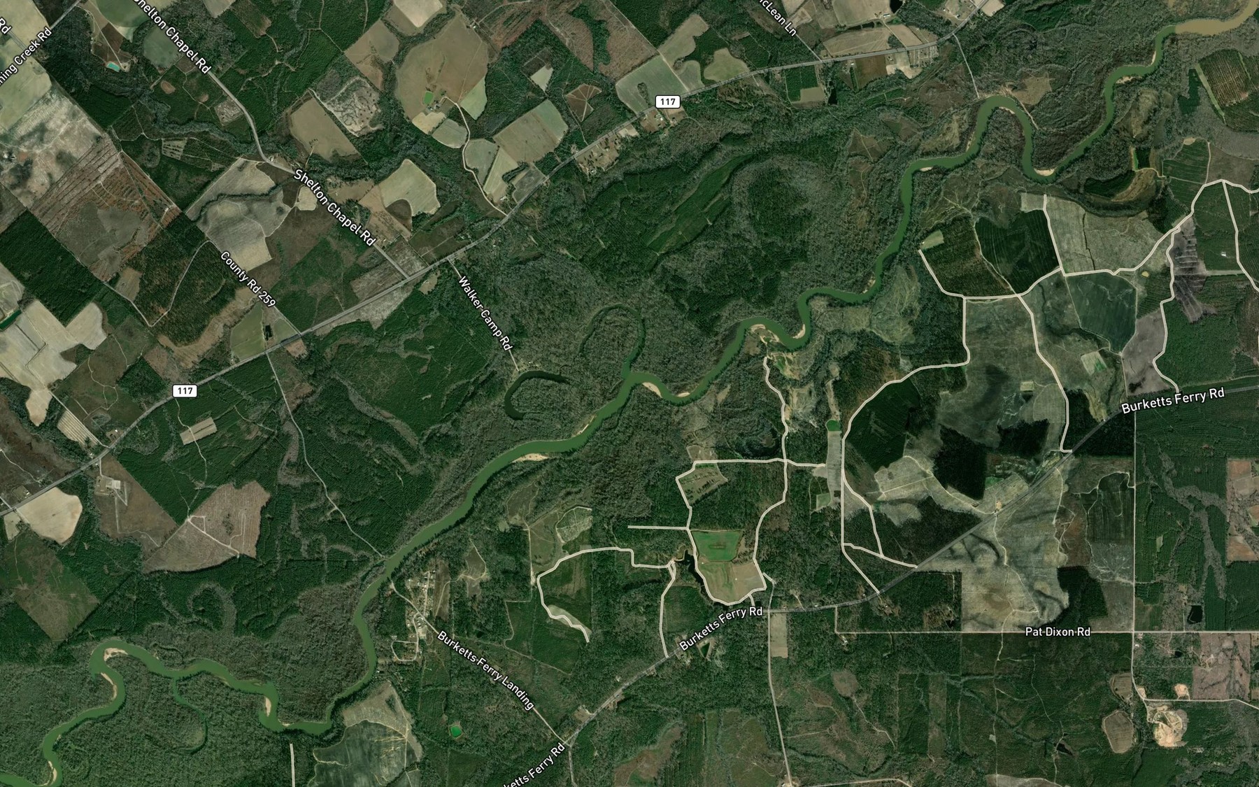 Satellite map of the Currie Creek