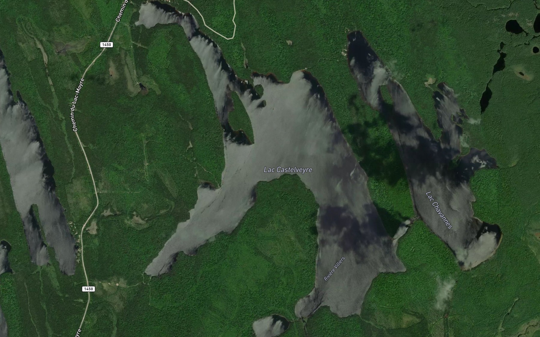 Satellite map of the Lac Castelveyre