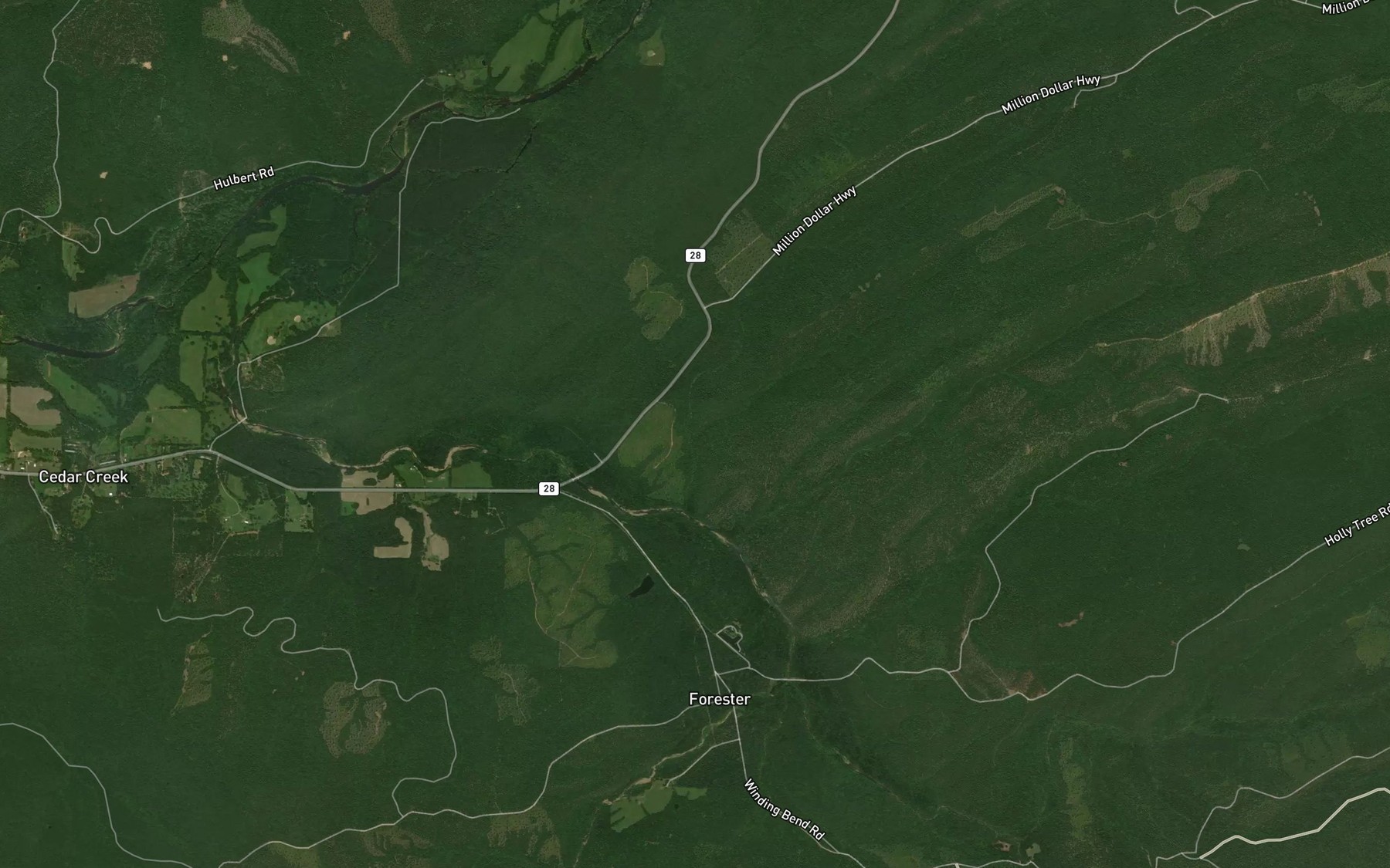 Satellite map of the Little Nickleson Branch