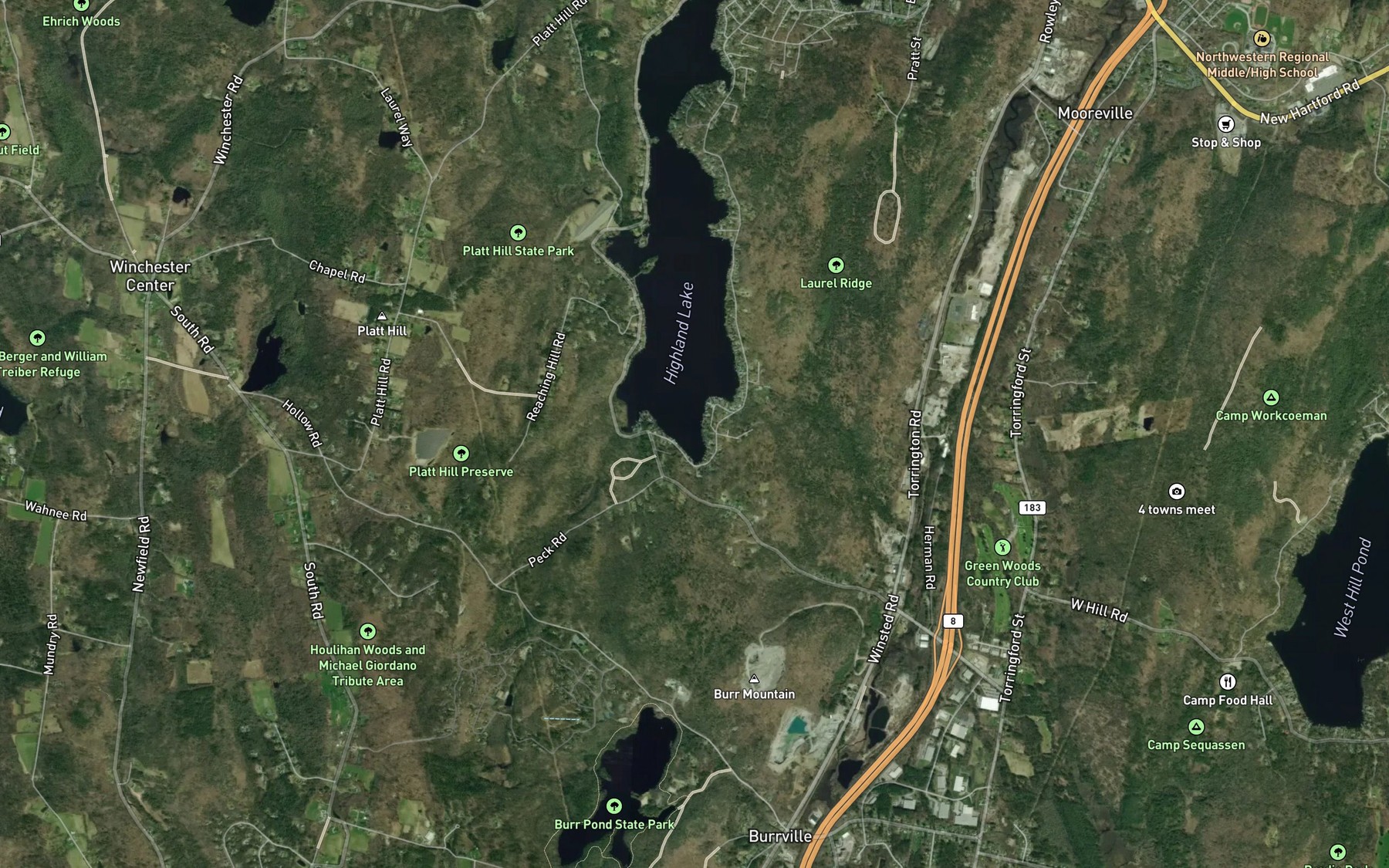 Satellite map of the Bristol Cove