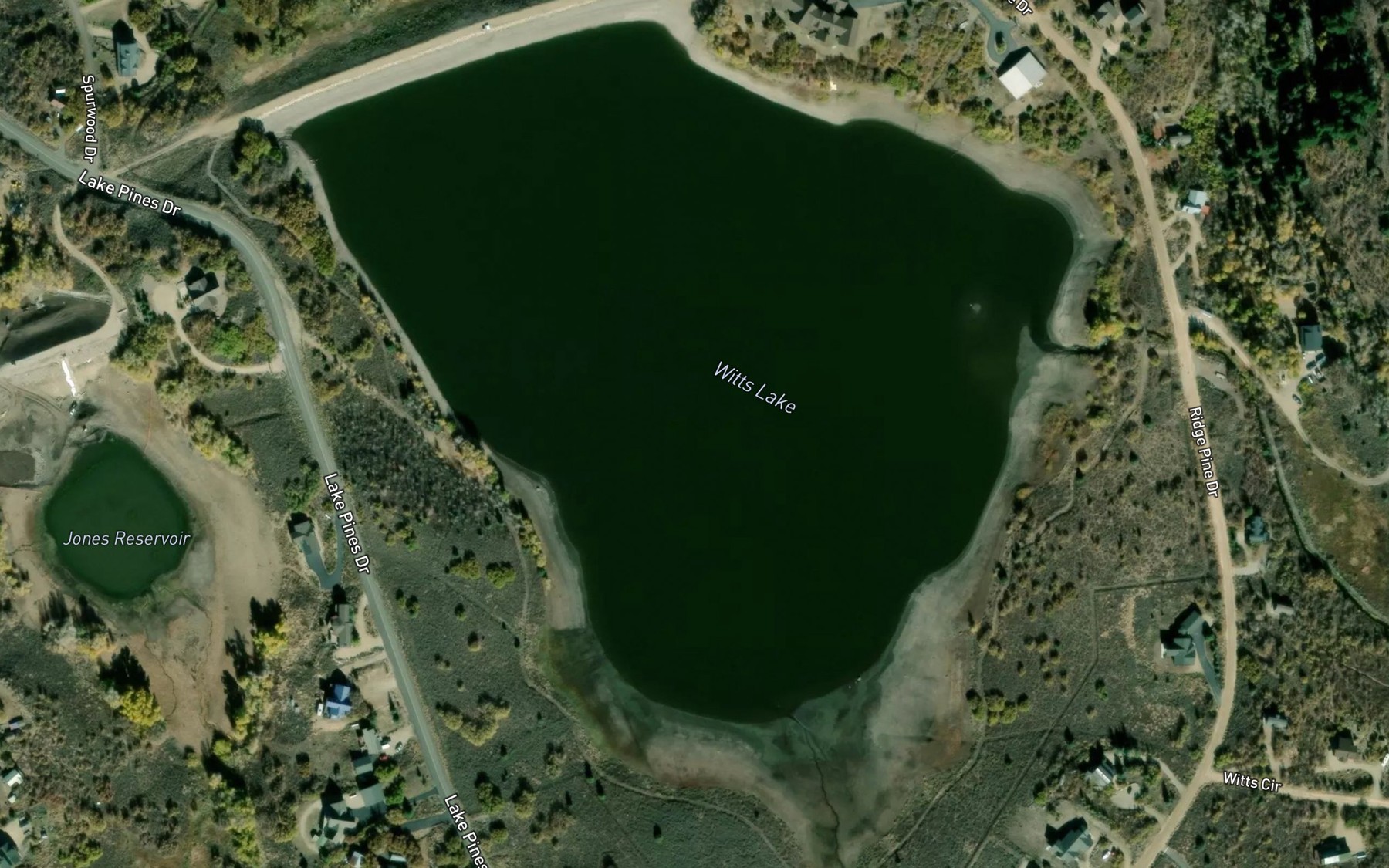 Satellite map of the Witts Lake
