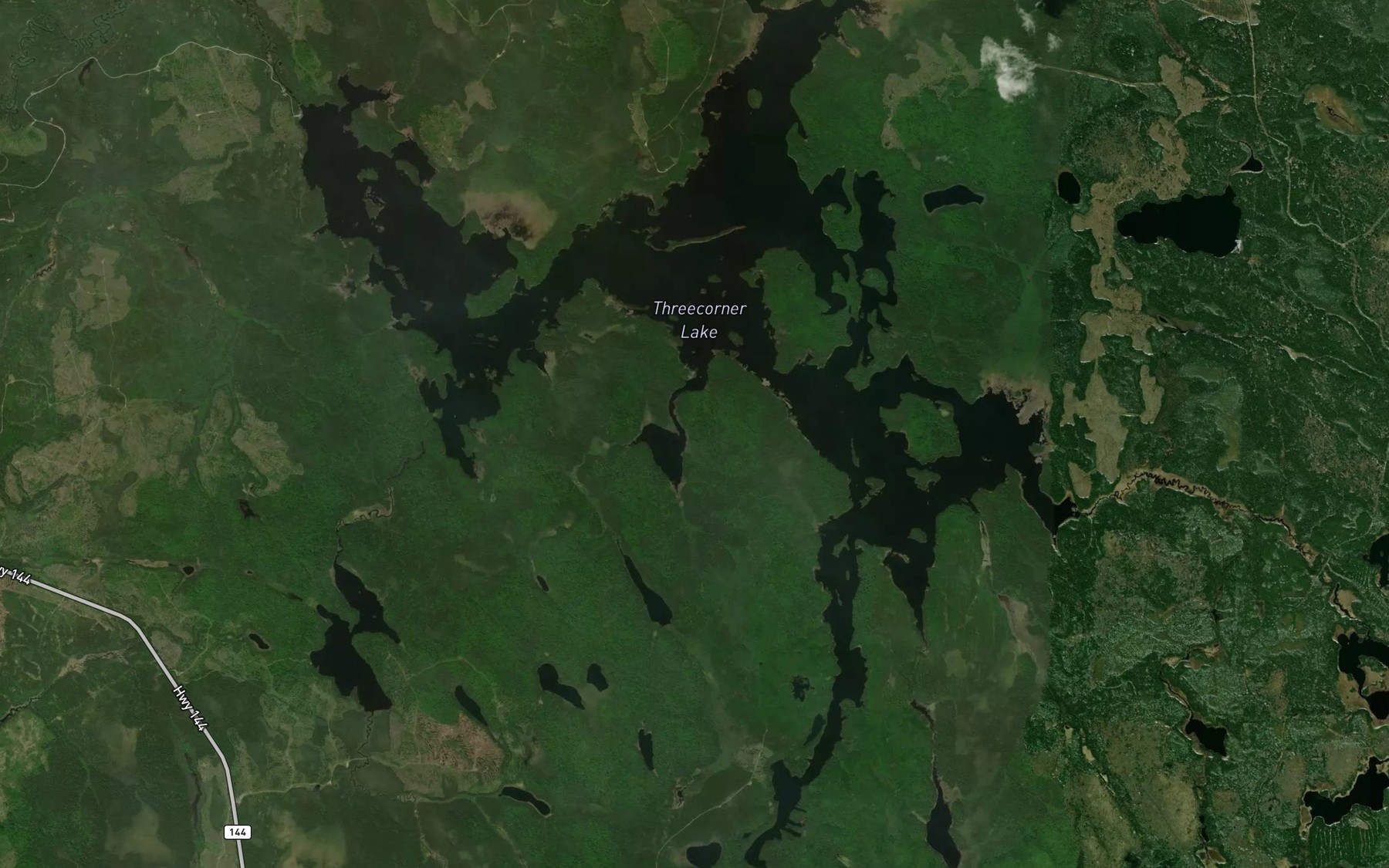Satellite map of the Threecorner Creek