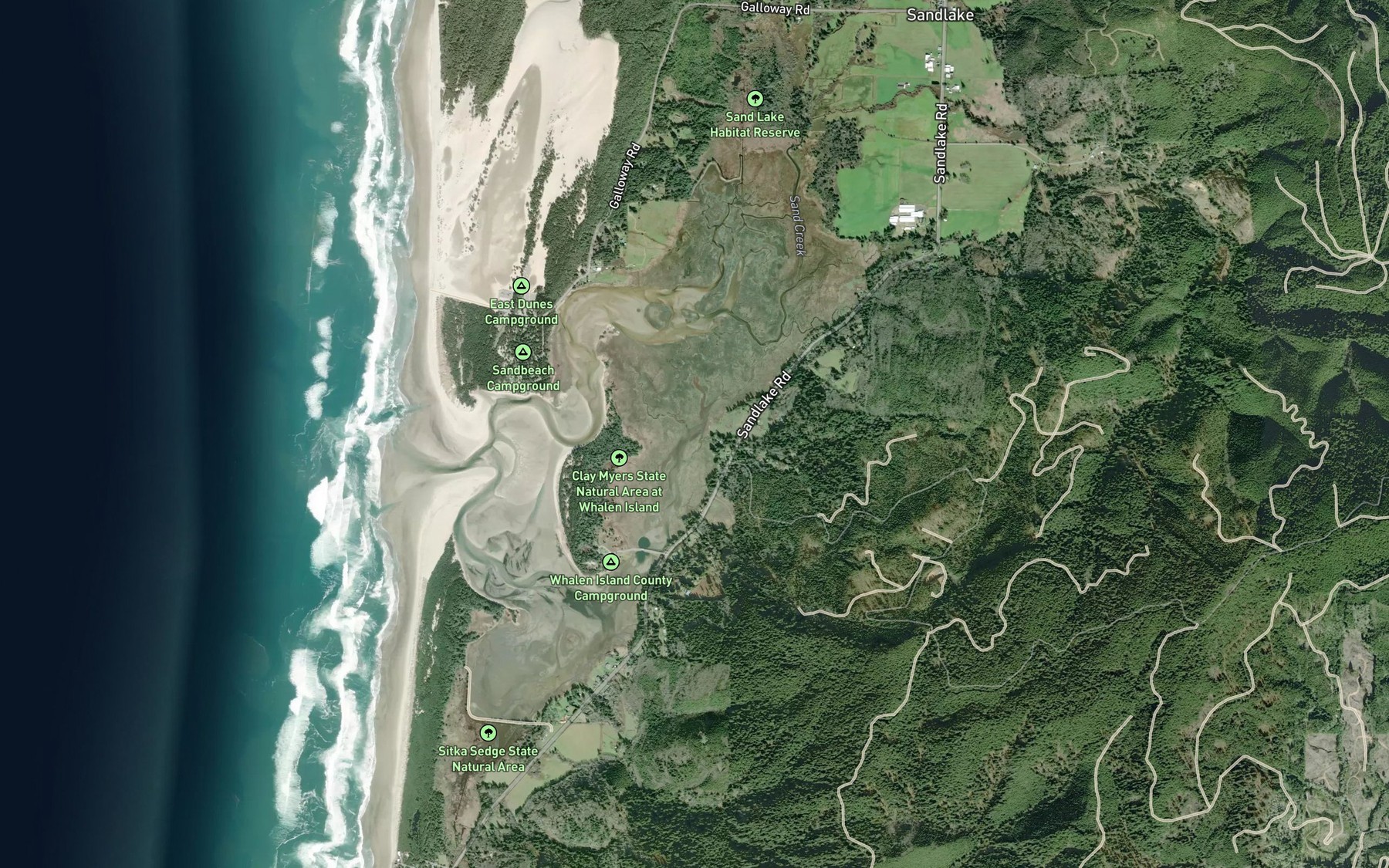 Satellite map of the Gurtis Creek