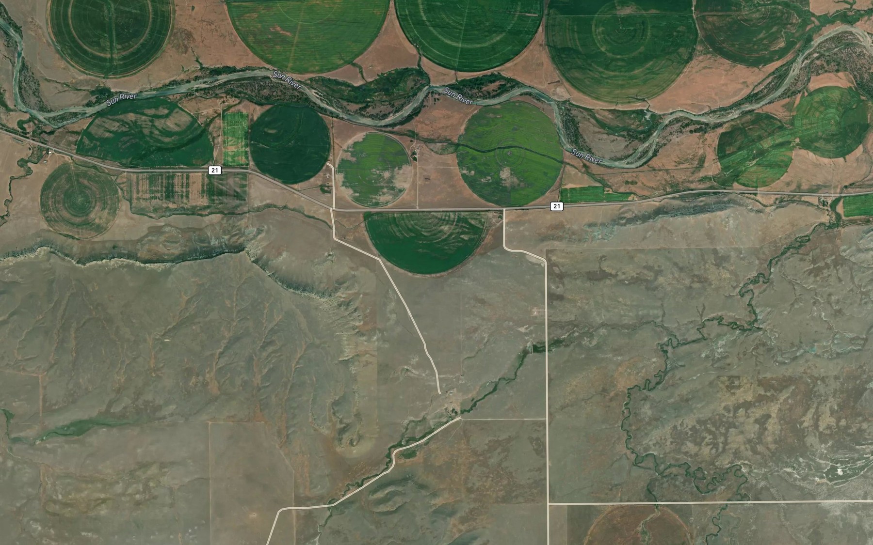 Satellite map of the Bickle Burke Ditch