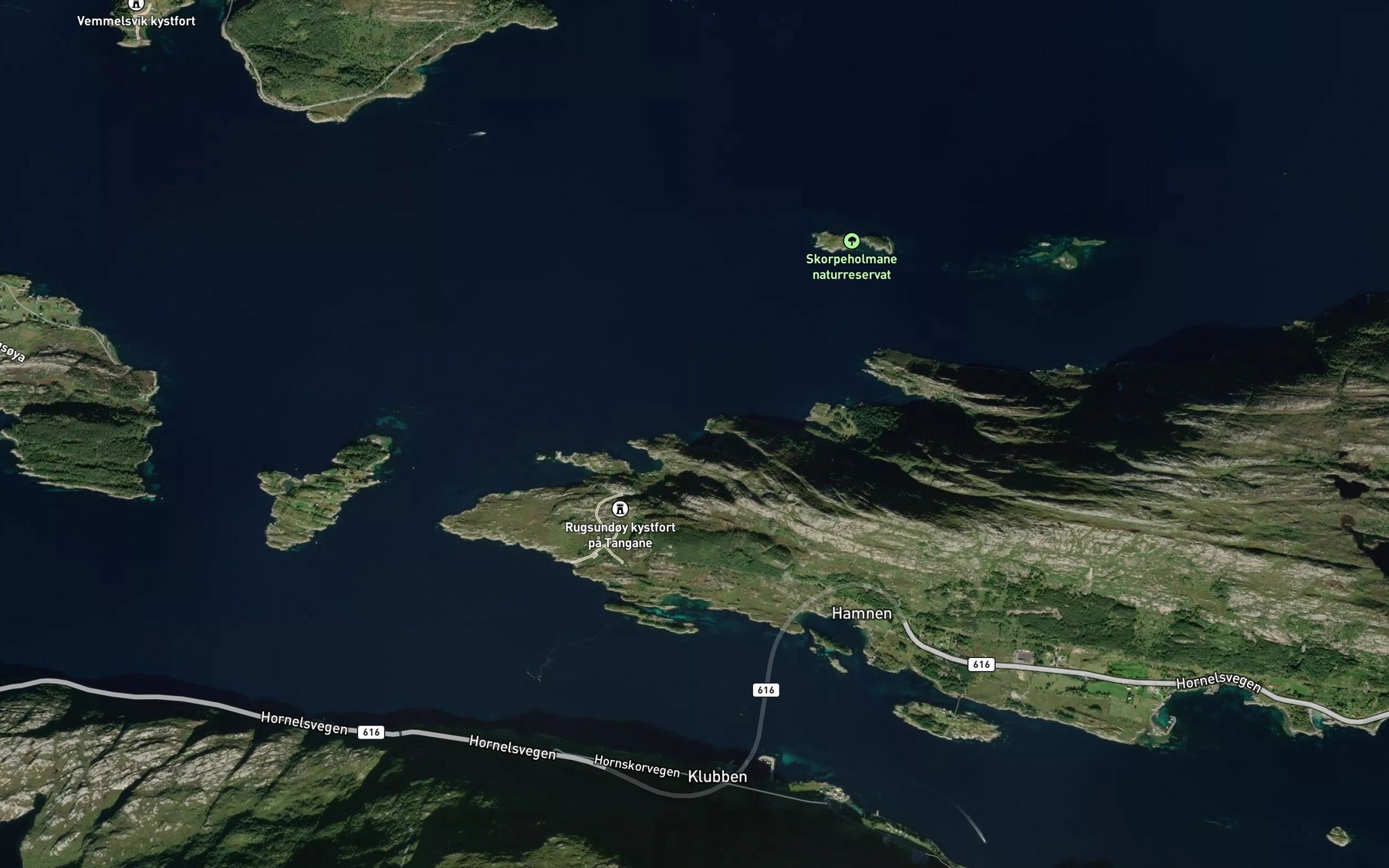 Satellite map of the Strandavika