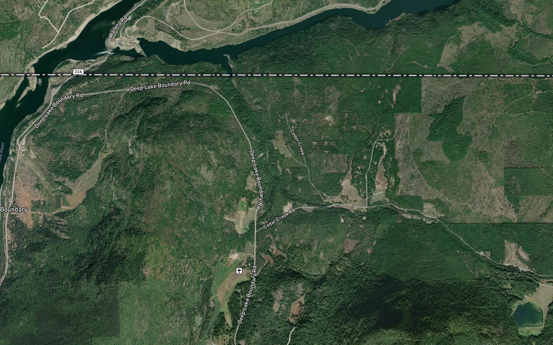 Satellite map of the East Fork Cedar Creek