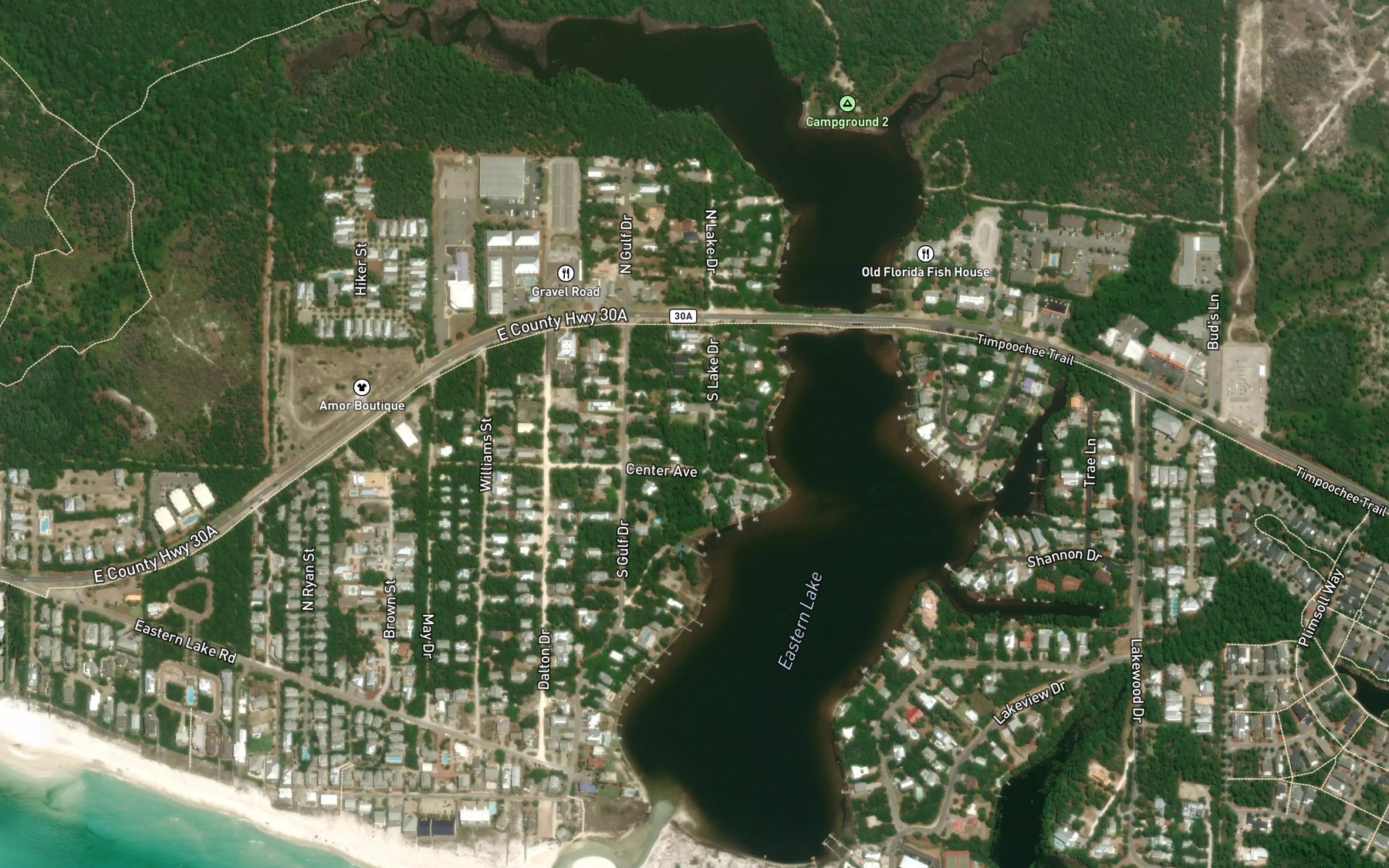 Satellite map of the Eastern Lake