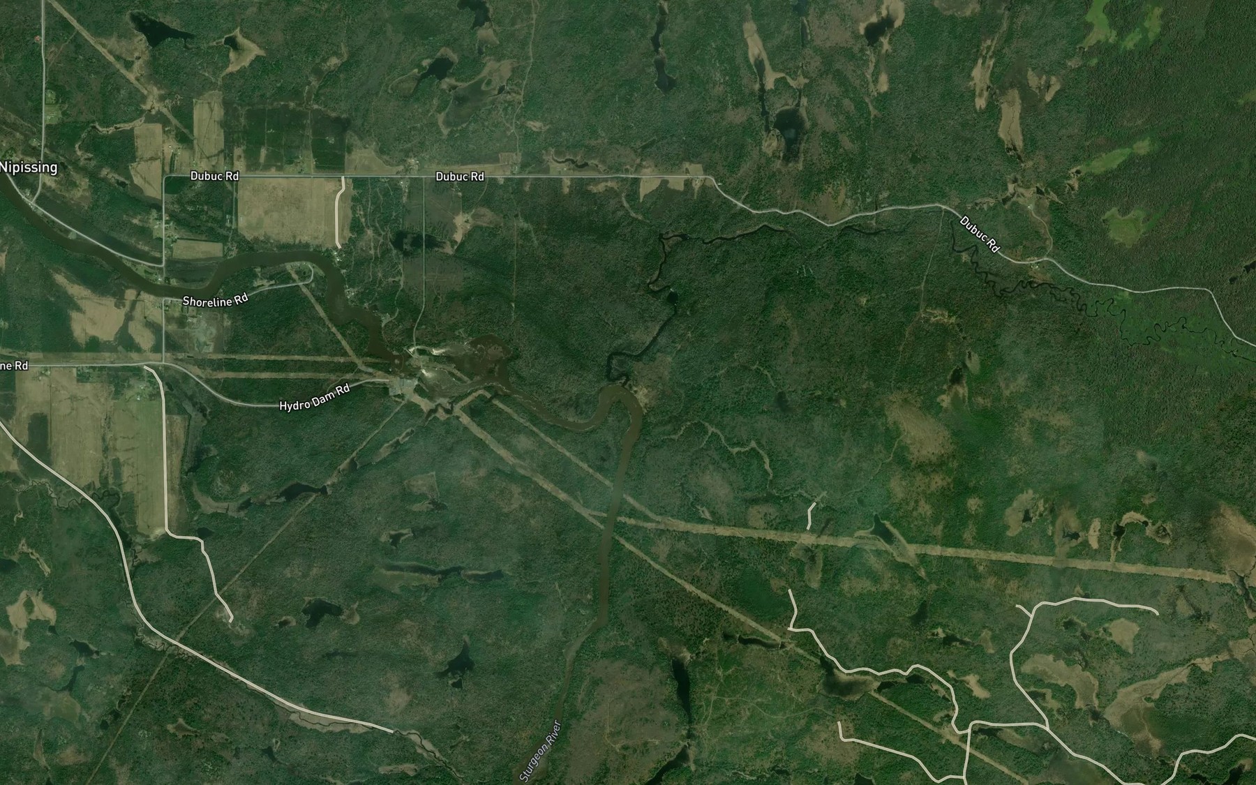 Satellite map of the Smoky River