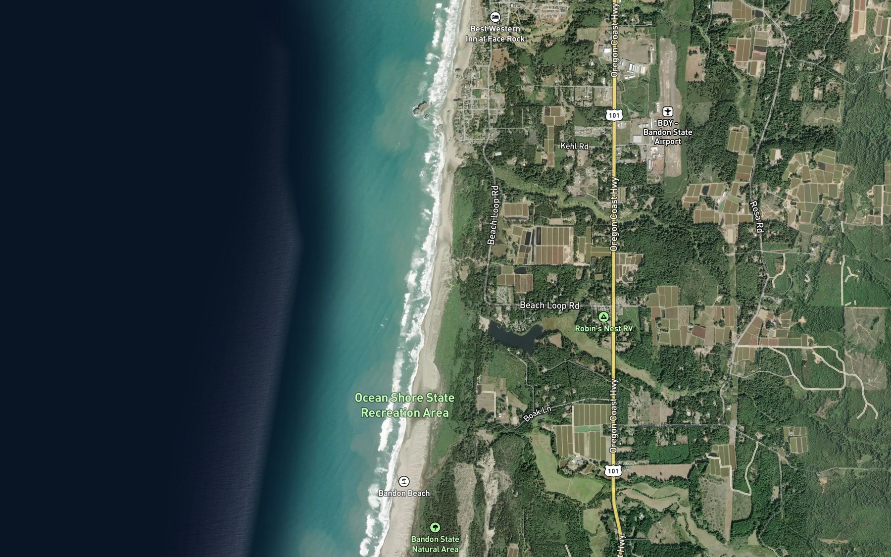 Satellite map of the China Creek