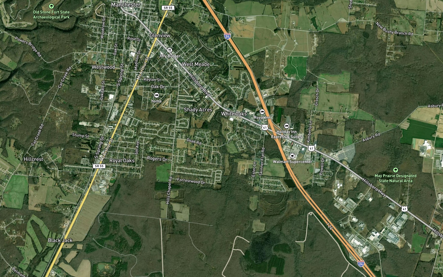 Satellite map of the Doak Springs