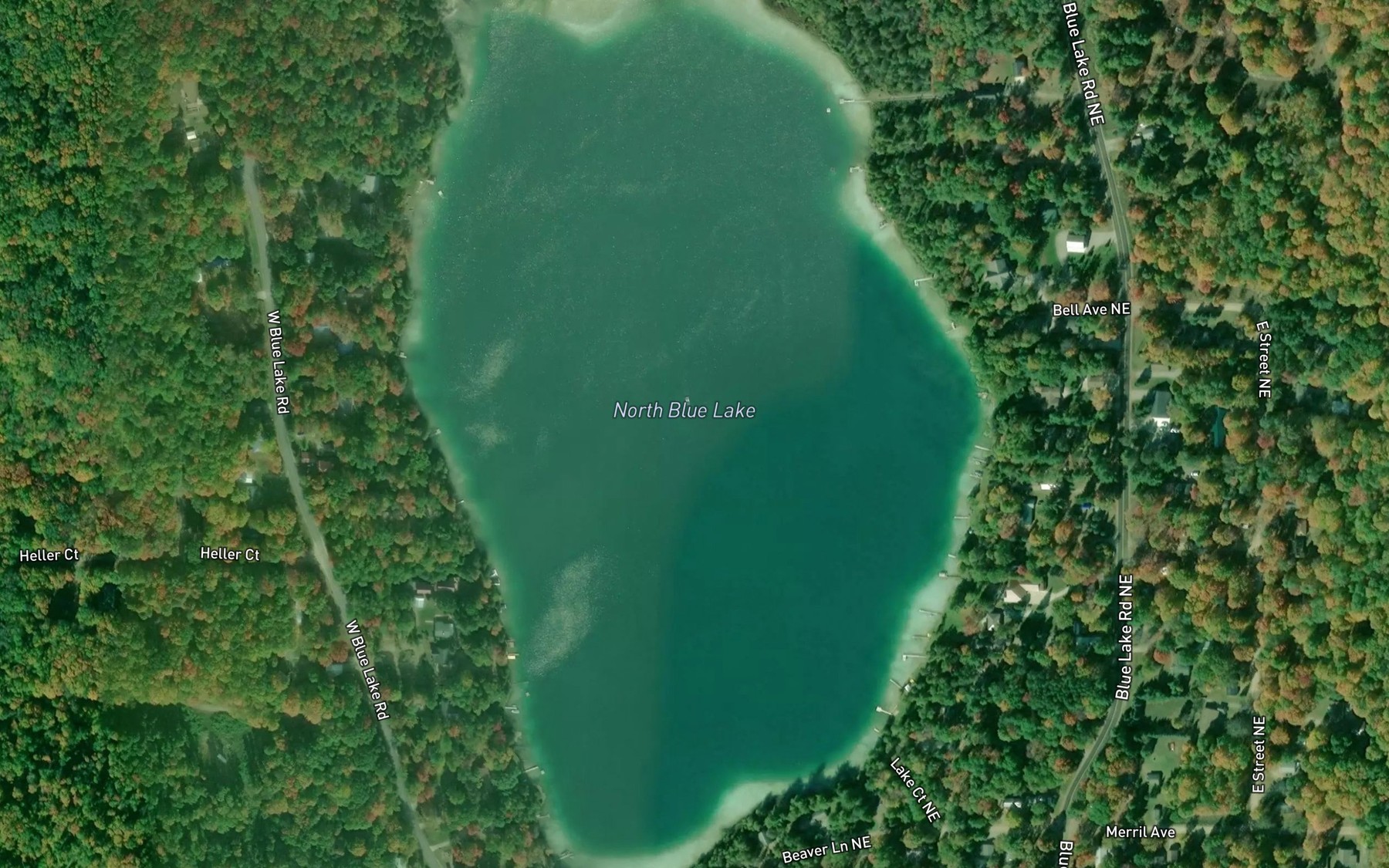 Satellite map of the North Blue Lake