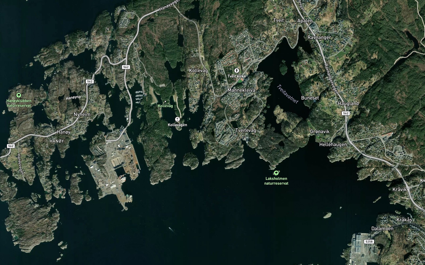 Satellite map of the Kobbetjorna