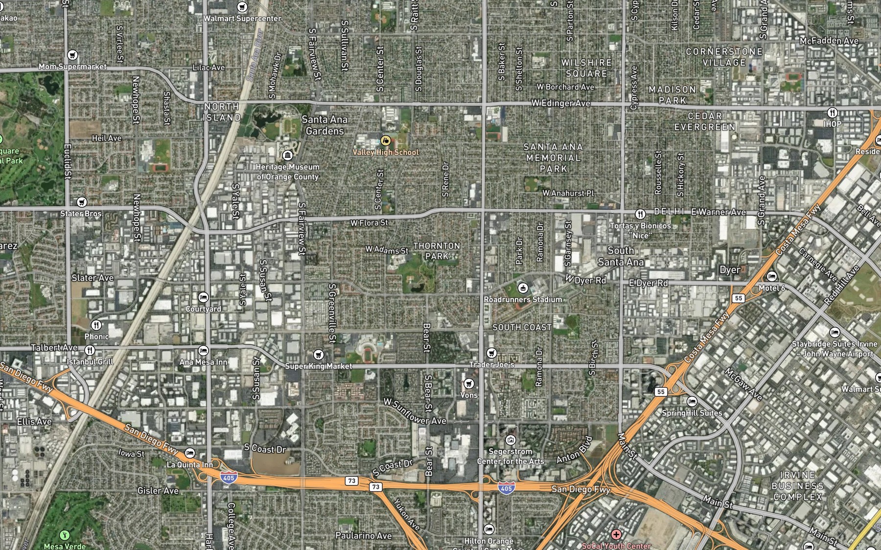 Satellite map of the Santa Ana Gardens Channel