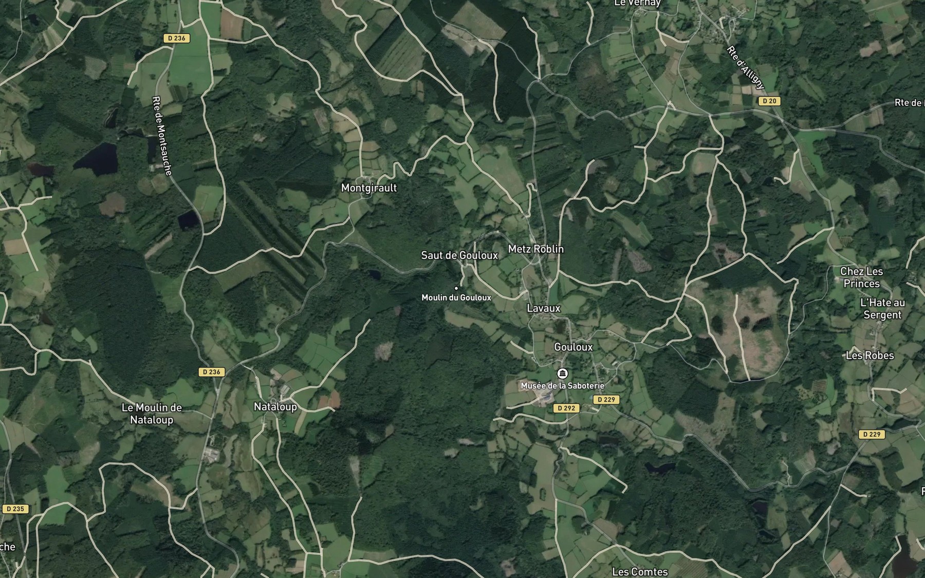 Satellite map of the Saut de Gouloux