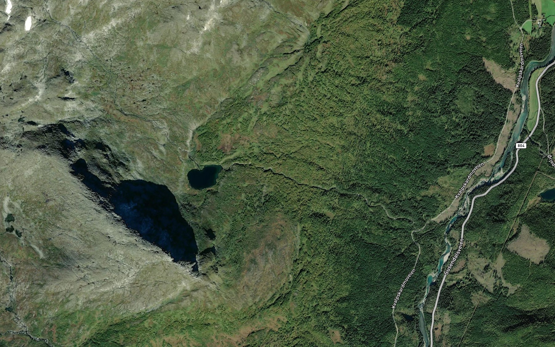 Satellite map of the Kvalpskarelva