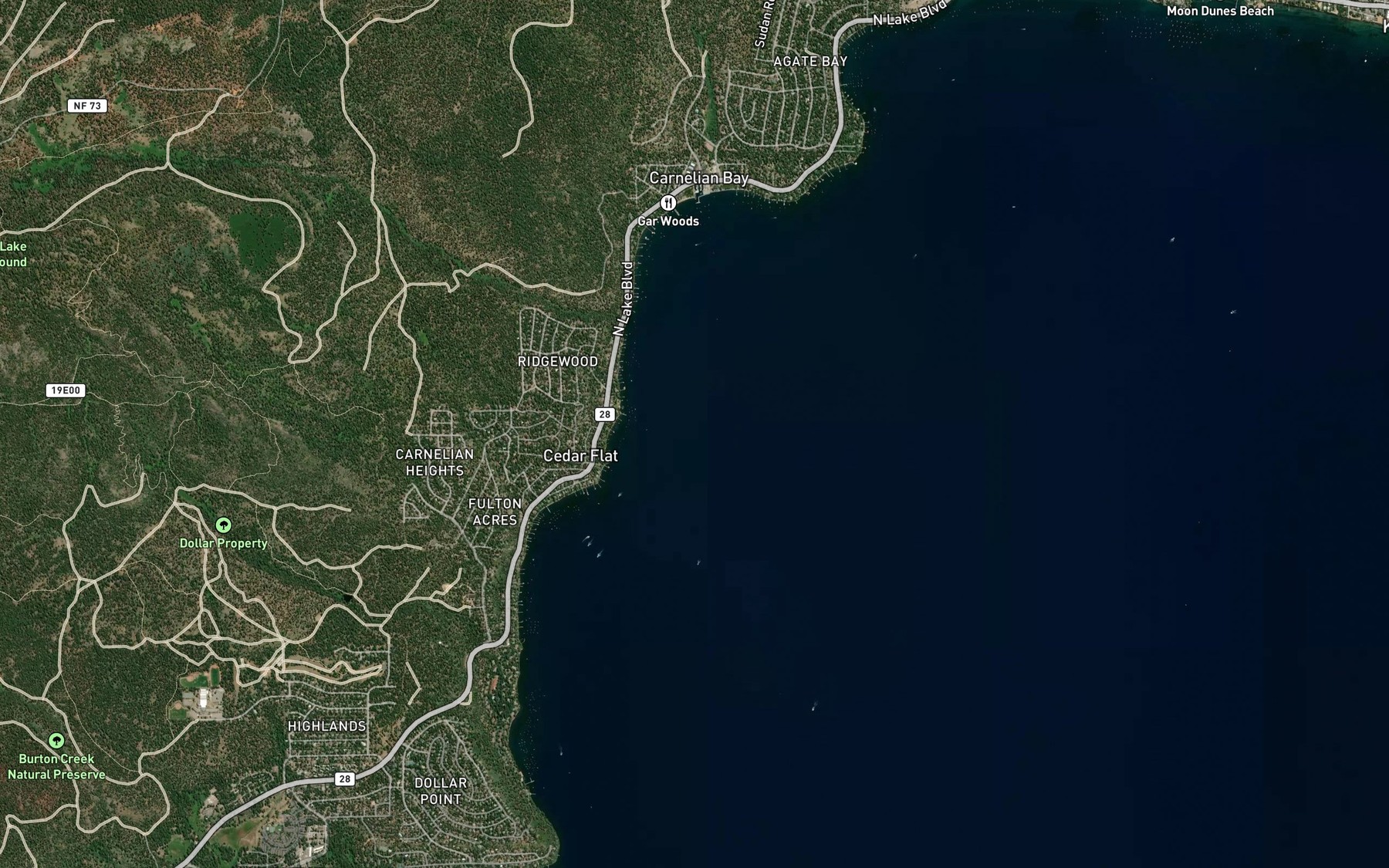 Satellite map of the Carnelian Bay