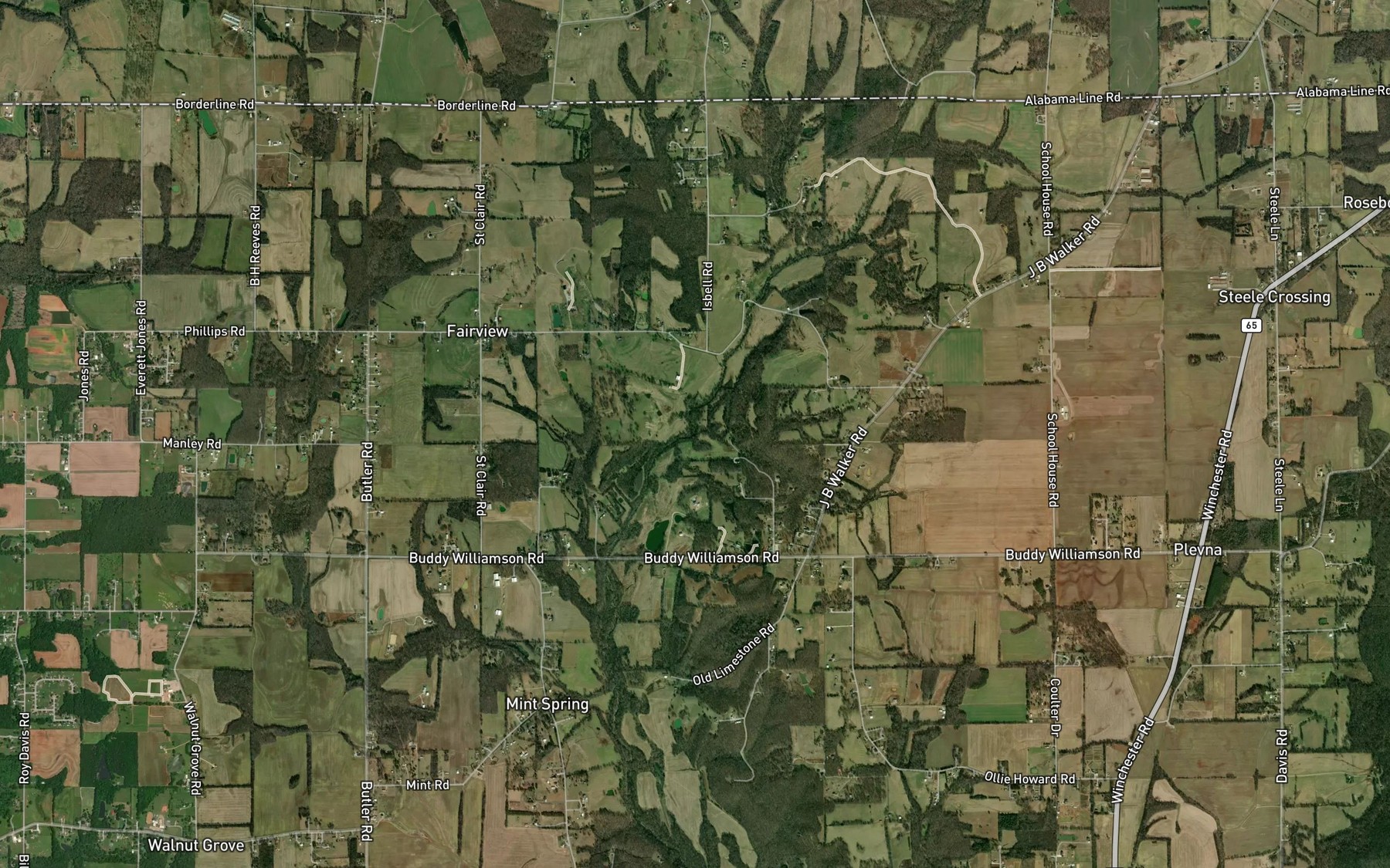 Satellite map of the Walker Branch