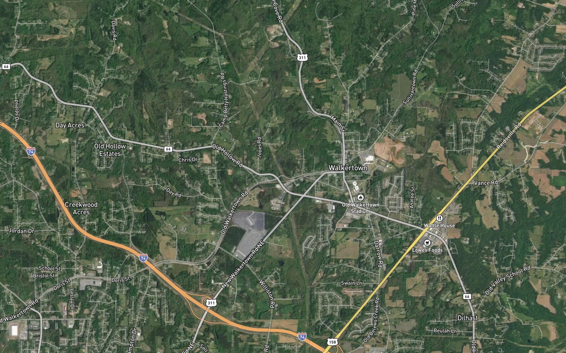 Satellite map of the Blaylock Lake