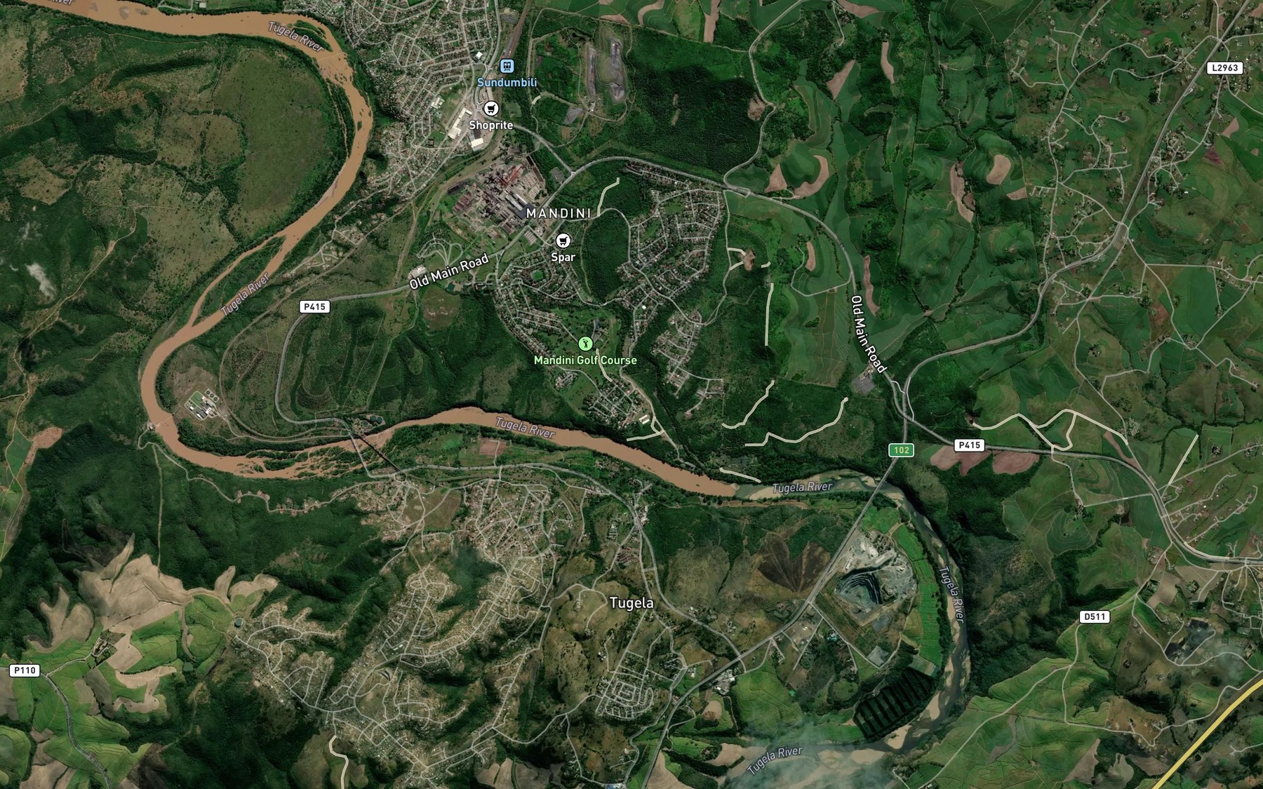 Satellite map of the eMandeni