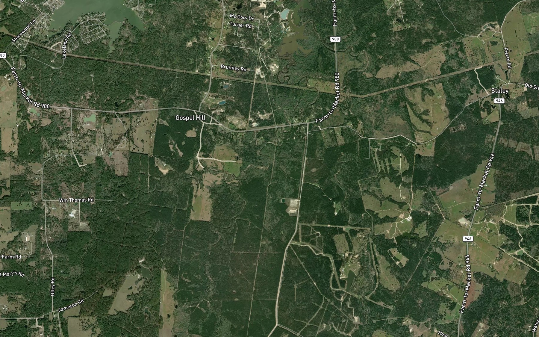 Satellite map of the Suttun Creek