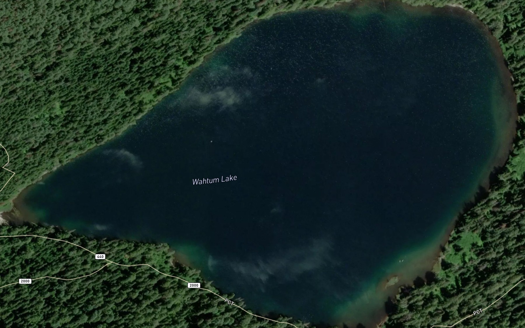 Satellite map of the Wahtum Lake