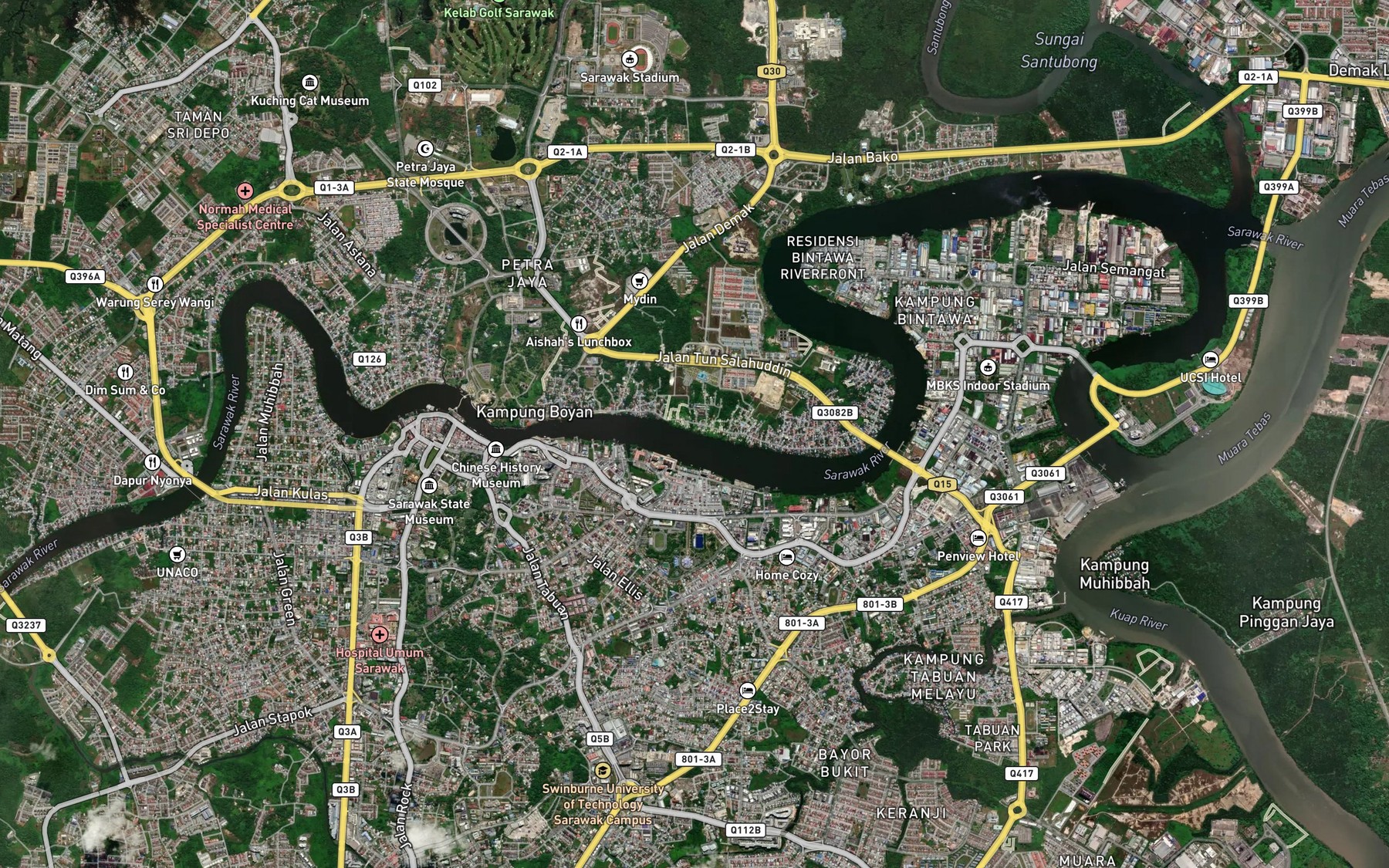 Satellite map of the Town Reach
