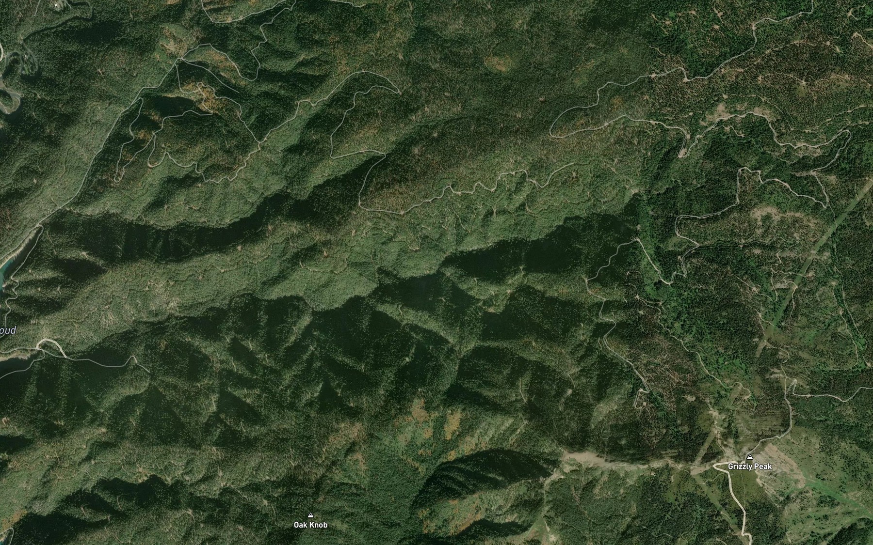 Satellite map of the Dropoff Creek