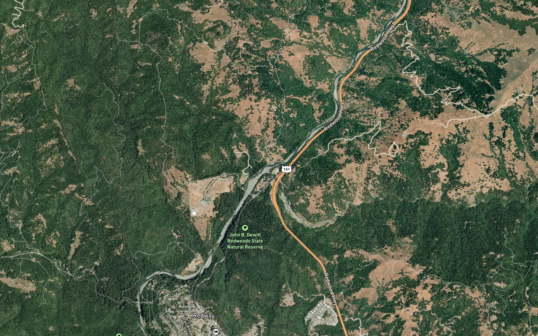 Satellite map of the Dean Creek
