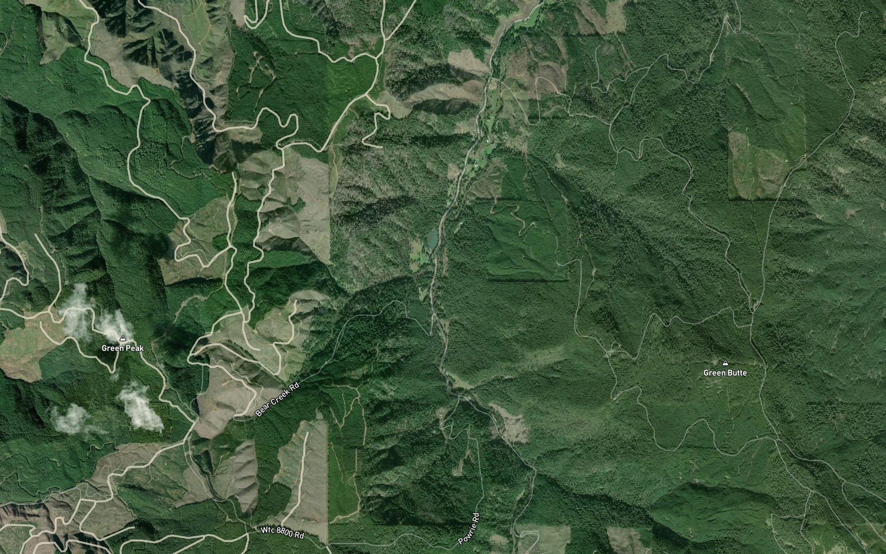 Satellite map of the Bear Creek