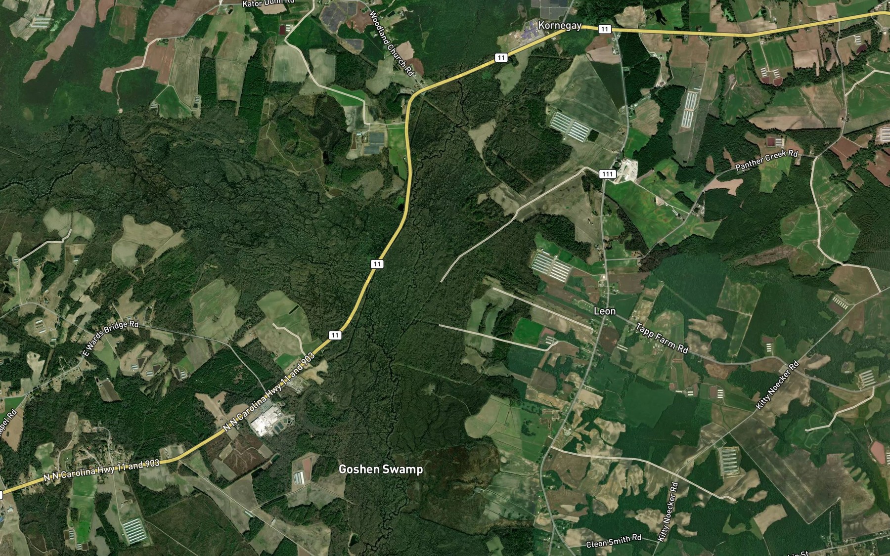 Satellite map of the Panther Creek