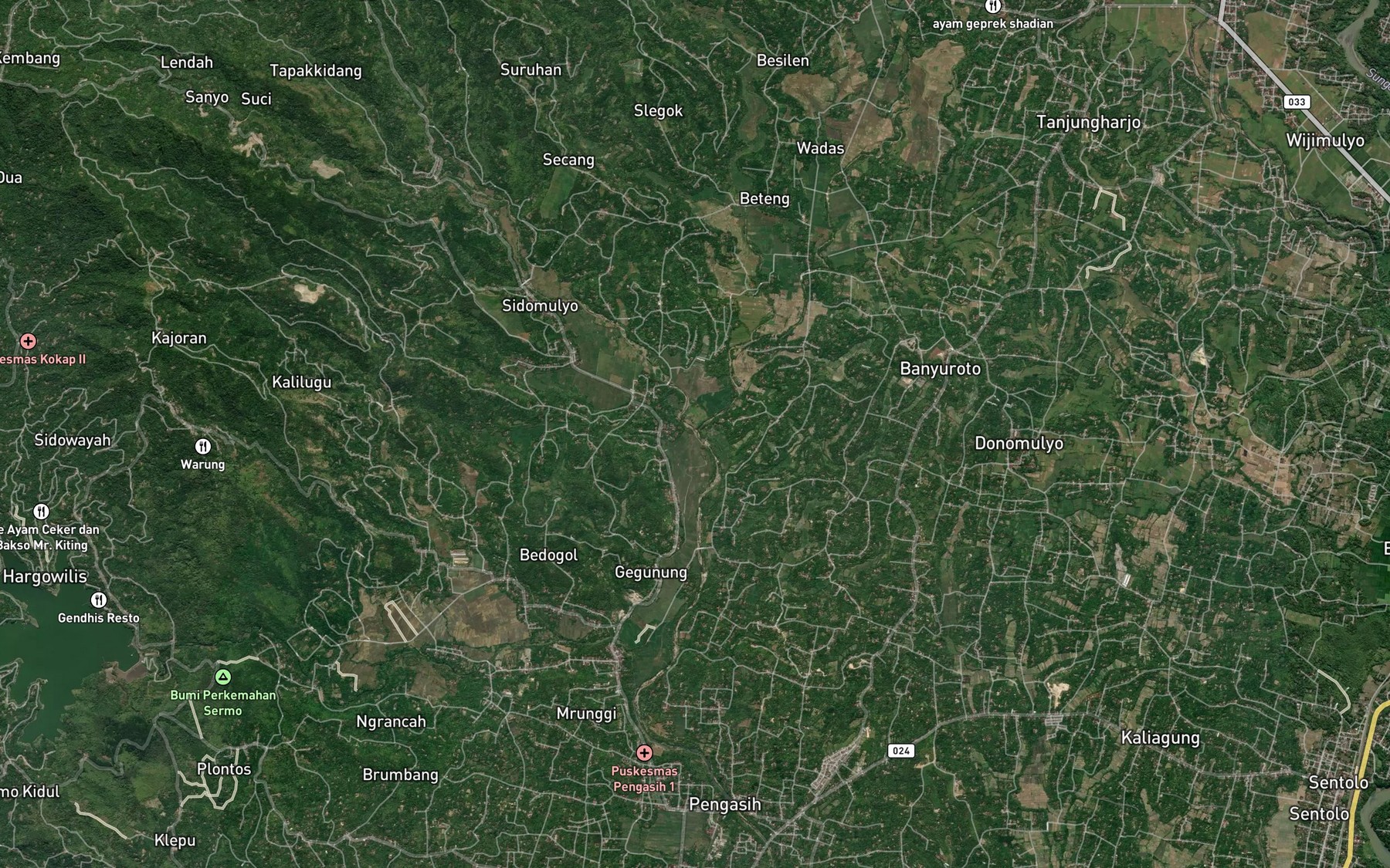 Satellite map of the Kali Cereng