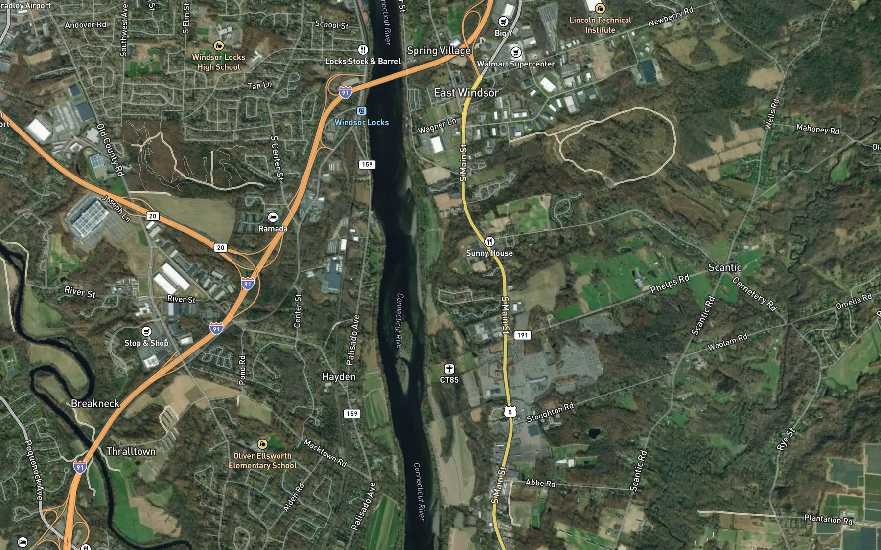 Satellite map of the Namerick Brook