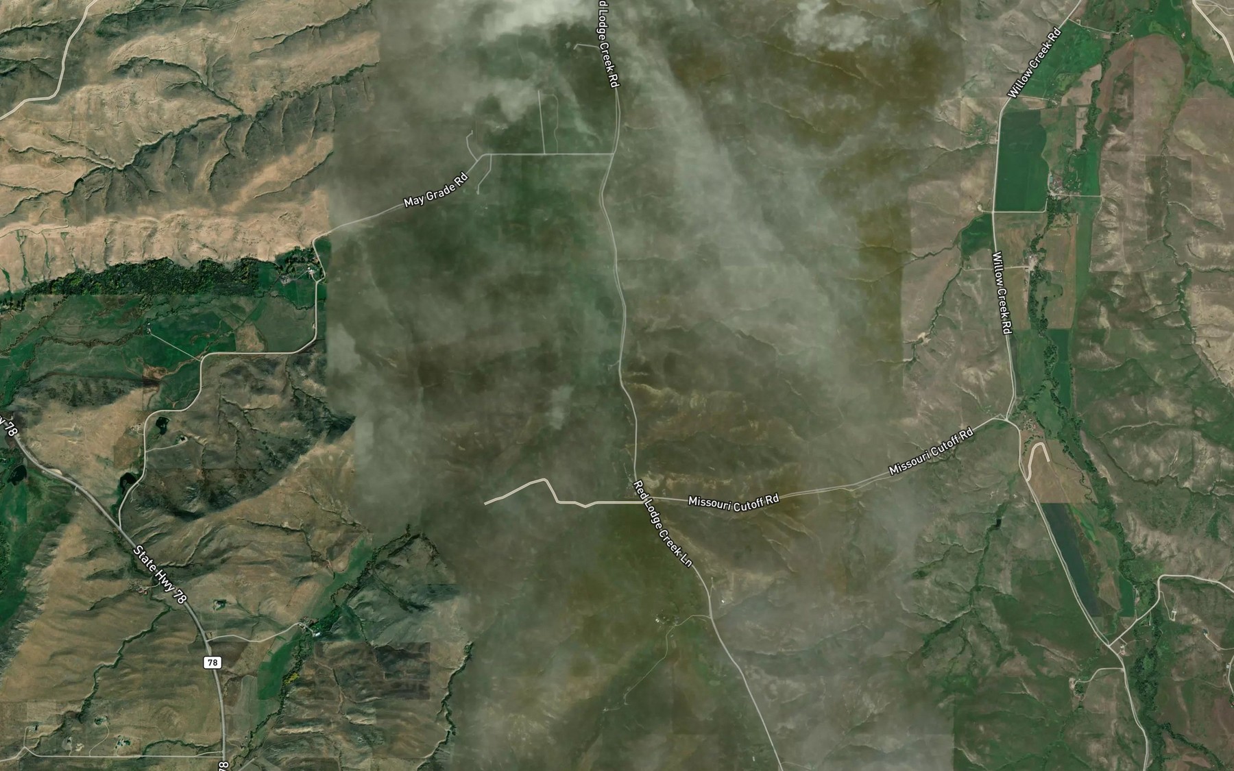 Satellite map of the Thiel Creek