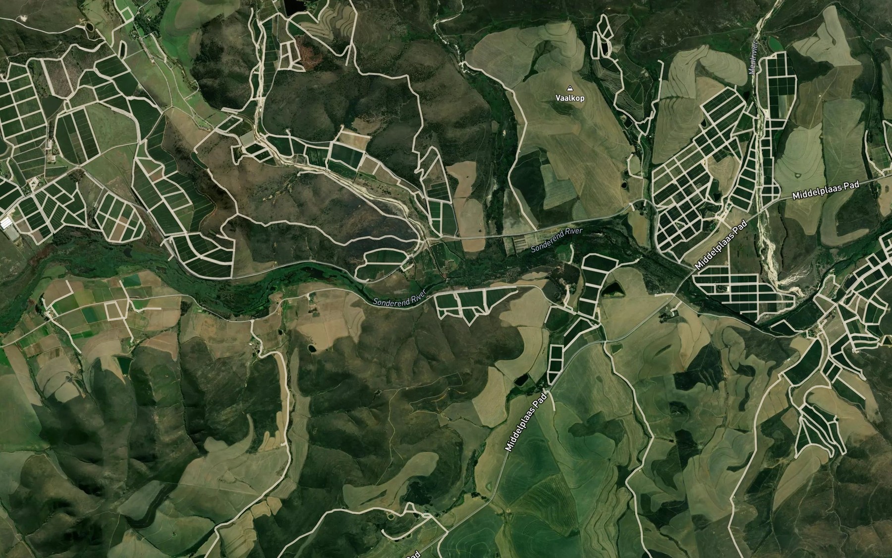 Satellite map of the Elandskloofrivier