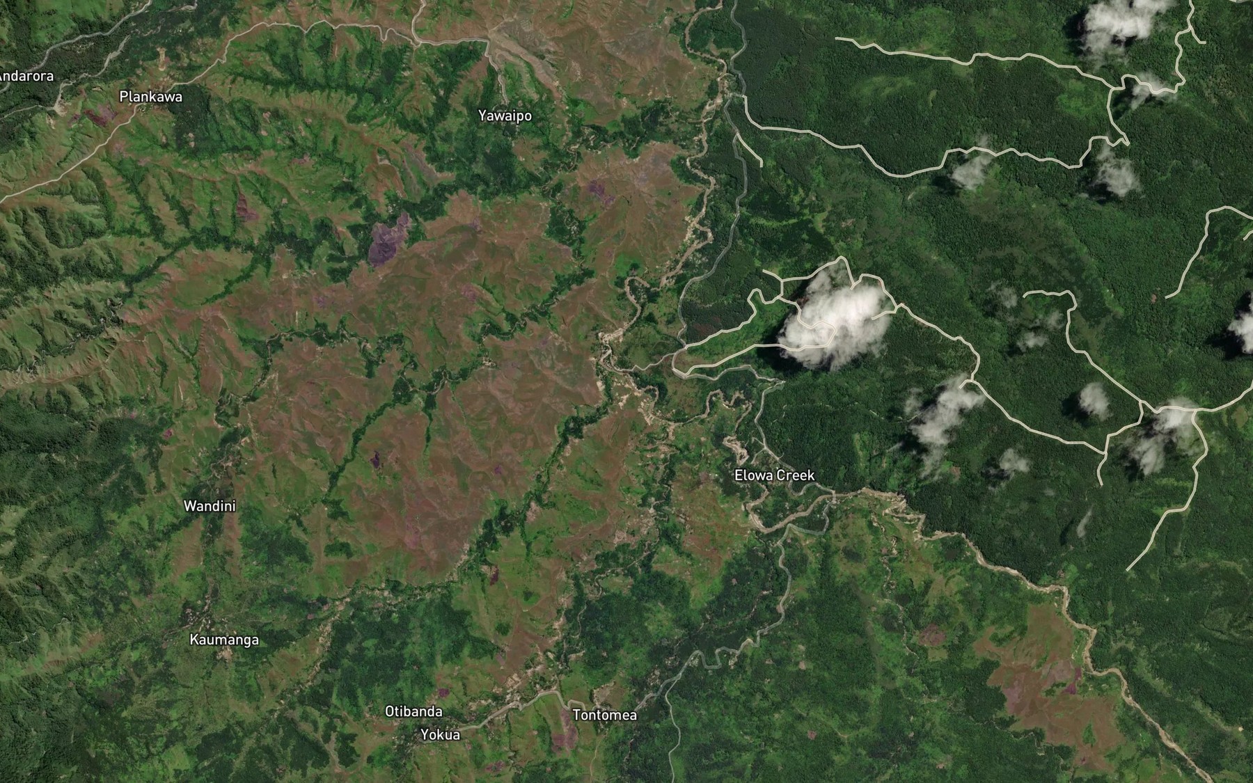Satellite map of the Surprise Creek