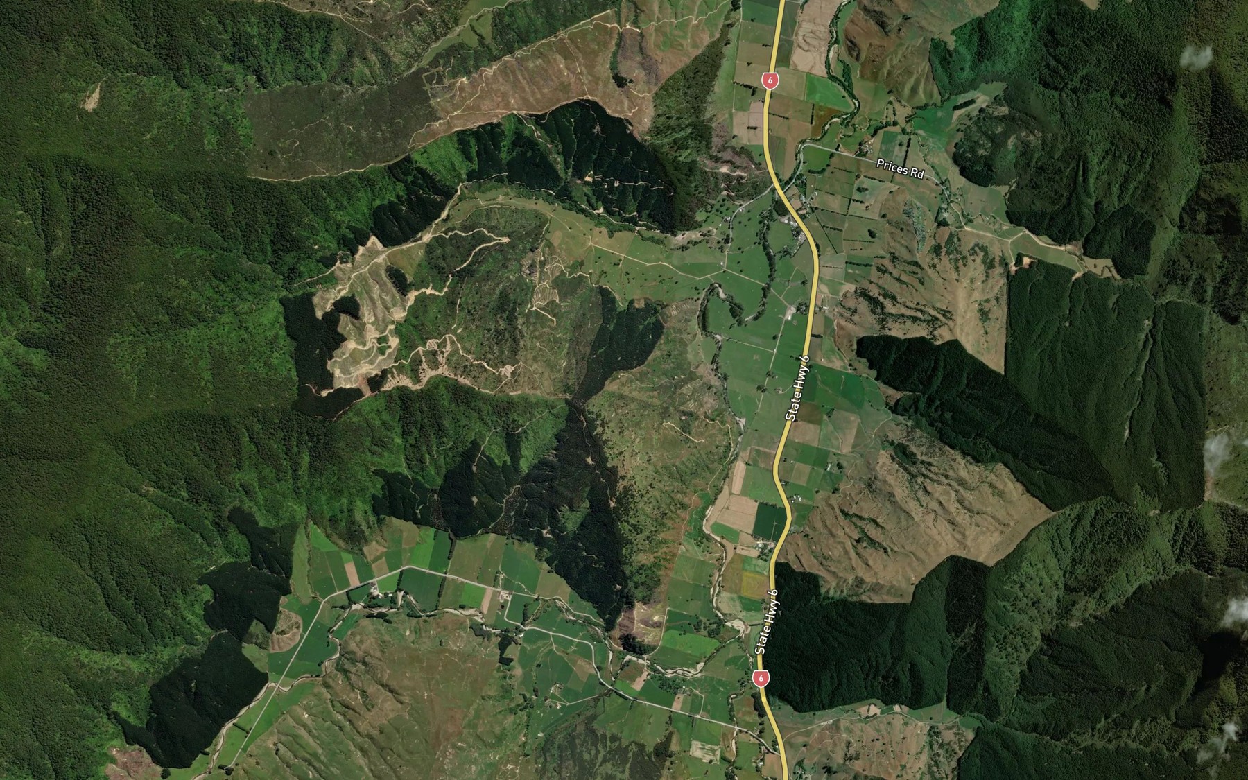Satellite map of the Kaituna River