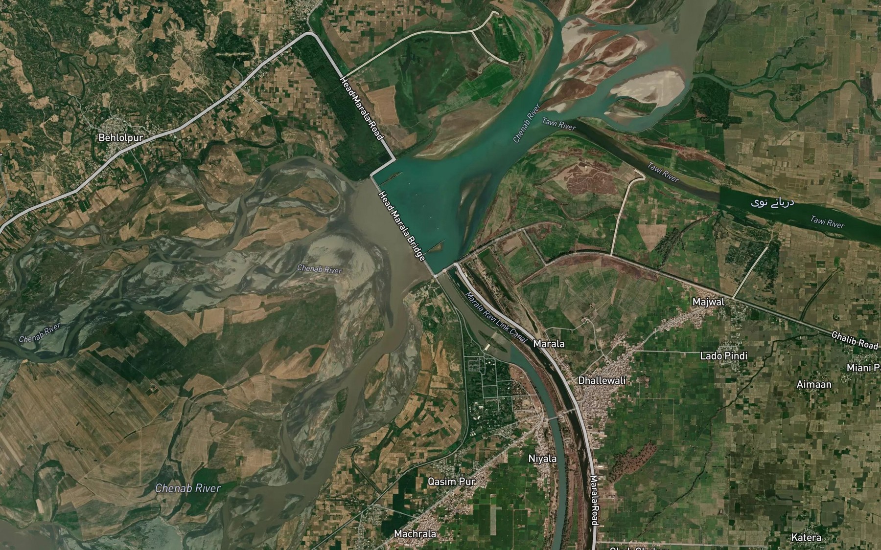 Satellite map of the Upper Chenab Canal