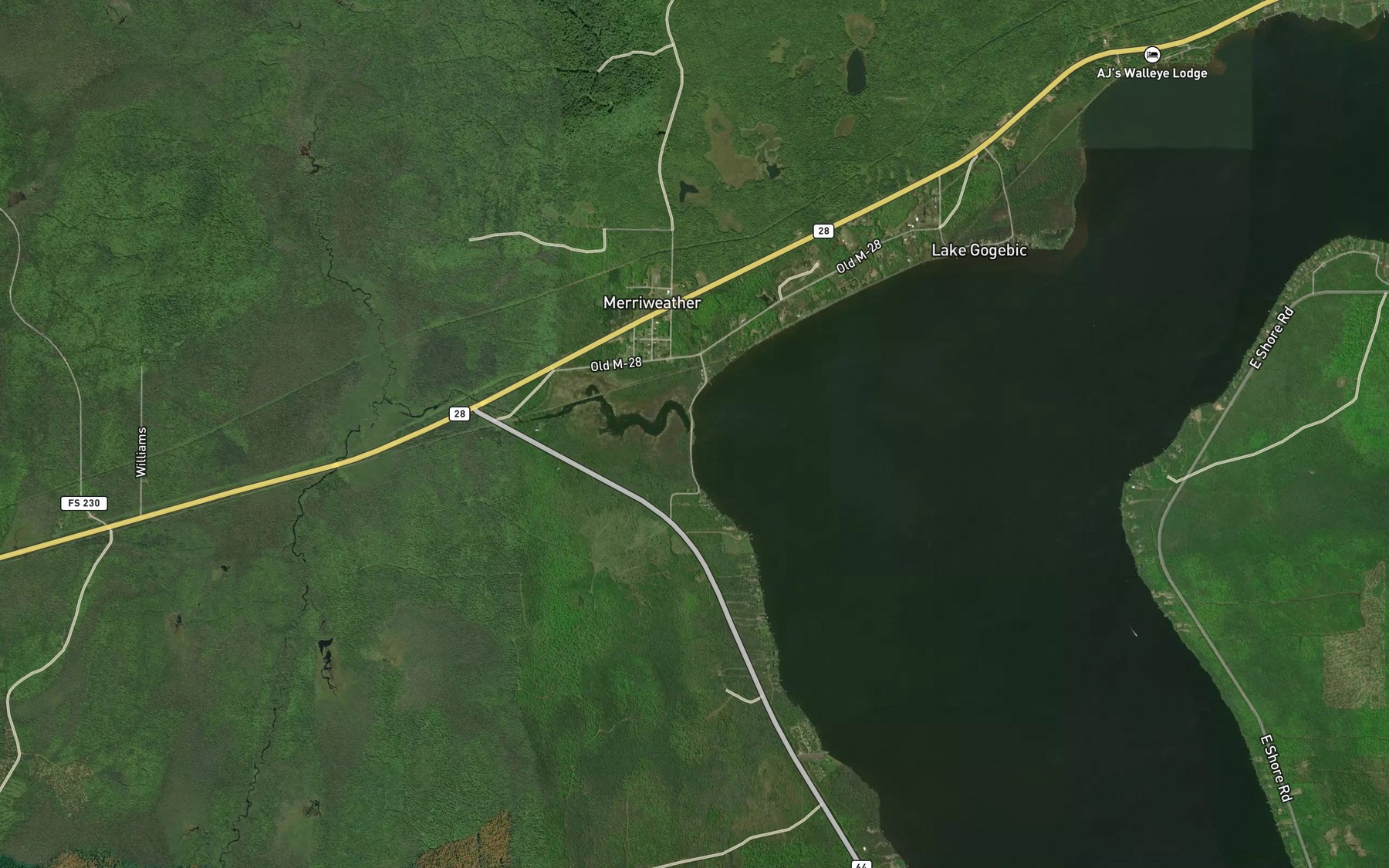 Satellite map of the Merriweather Creek