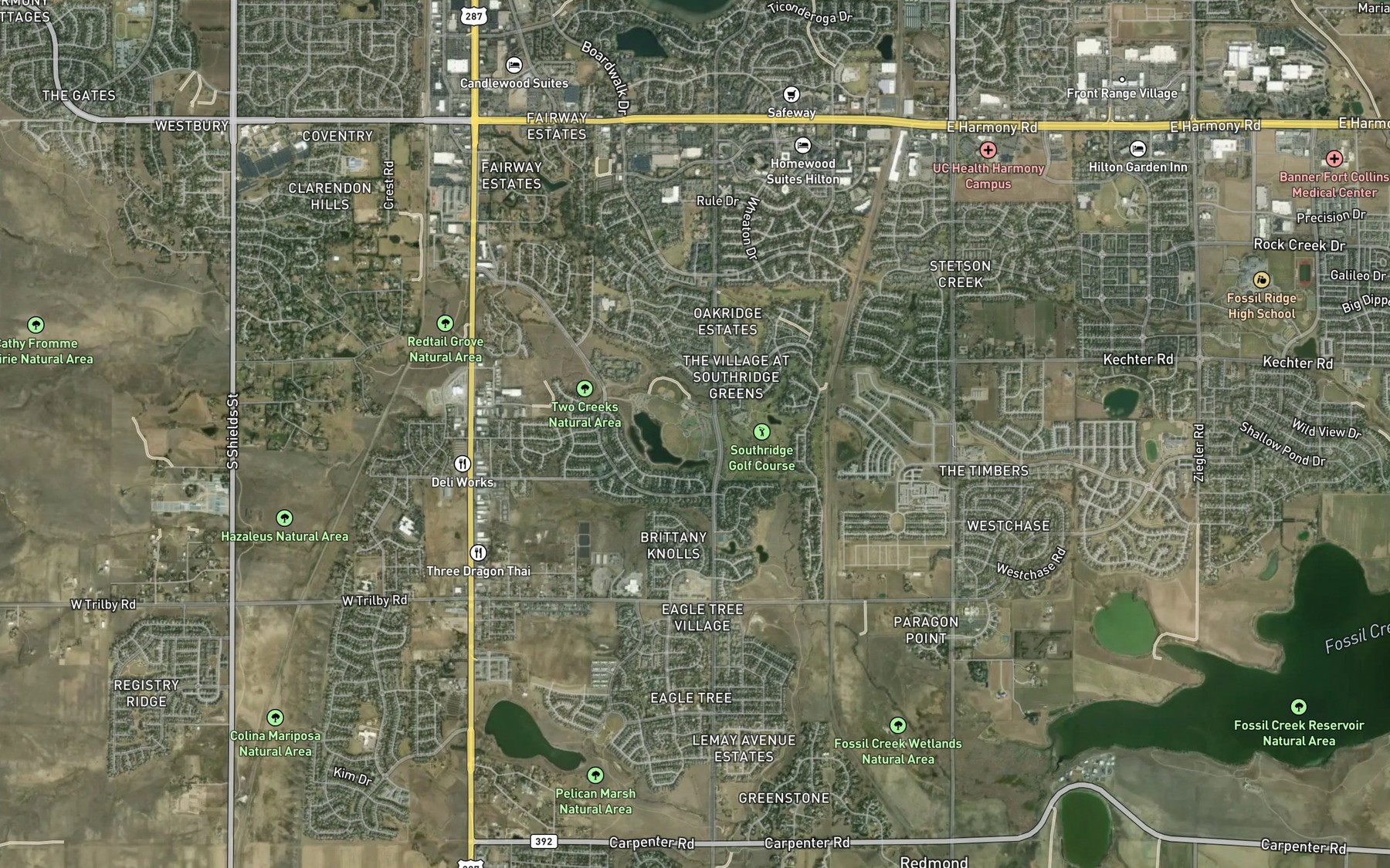Satellite map of the Portner Reservoir