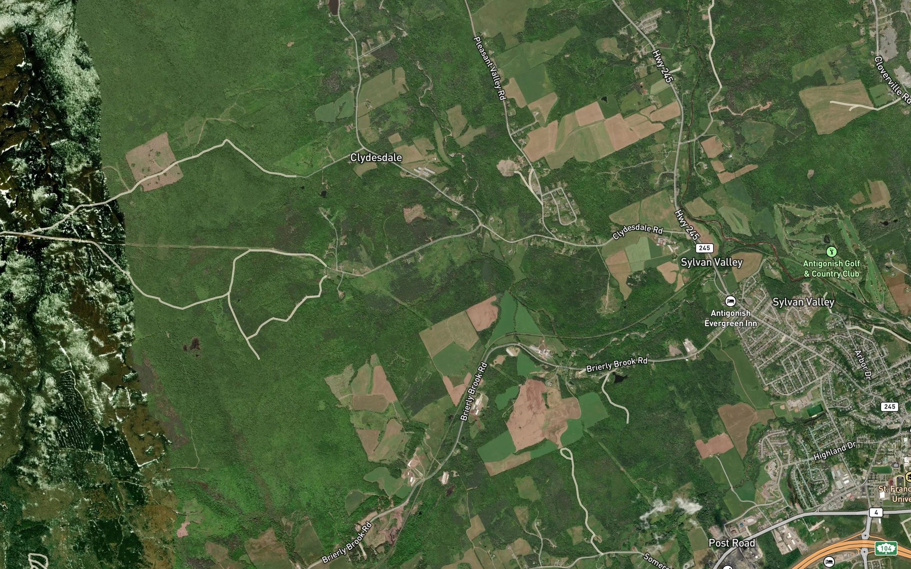 Satellite map of the Willies Brook