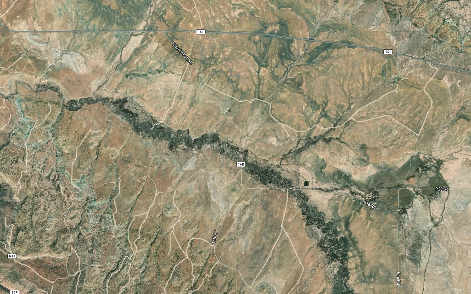 Satellite map of the Dugout Wash
