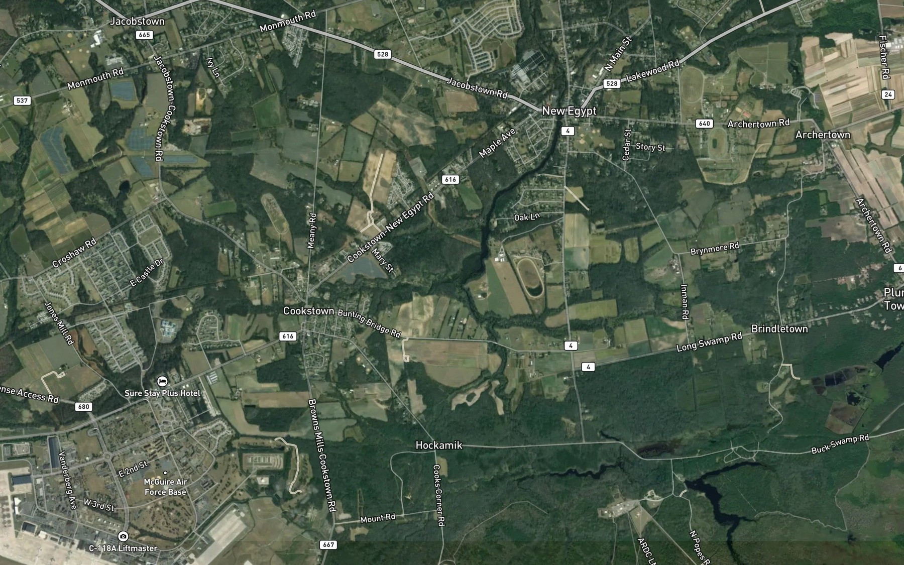 Satellite map of the Jumping Brook