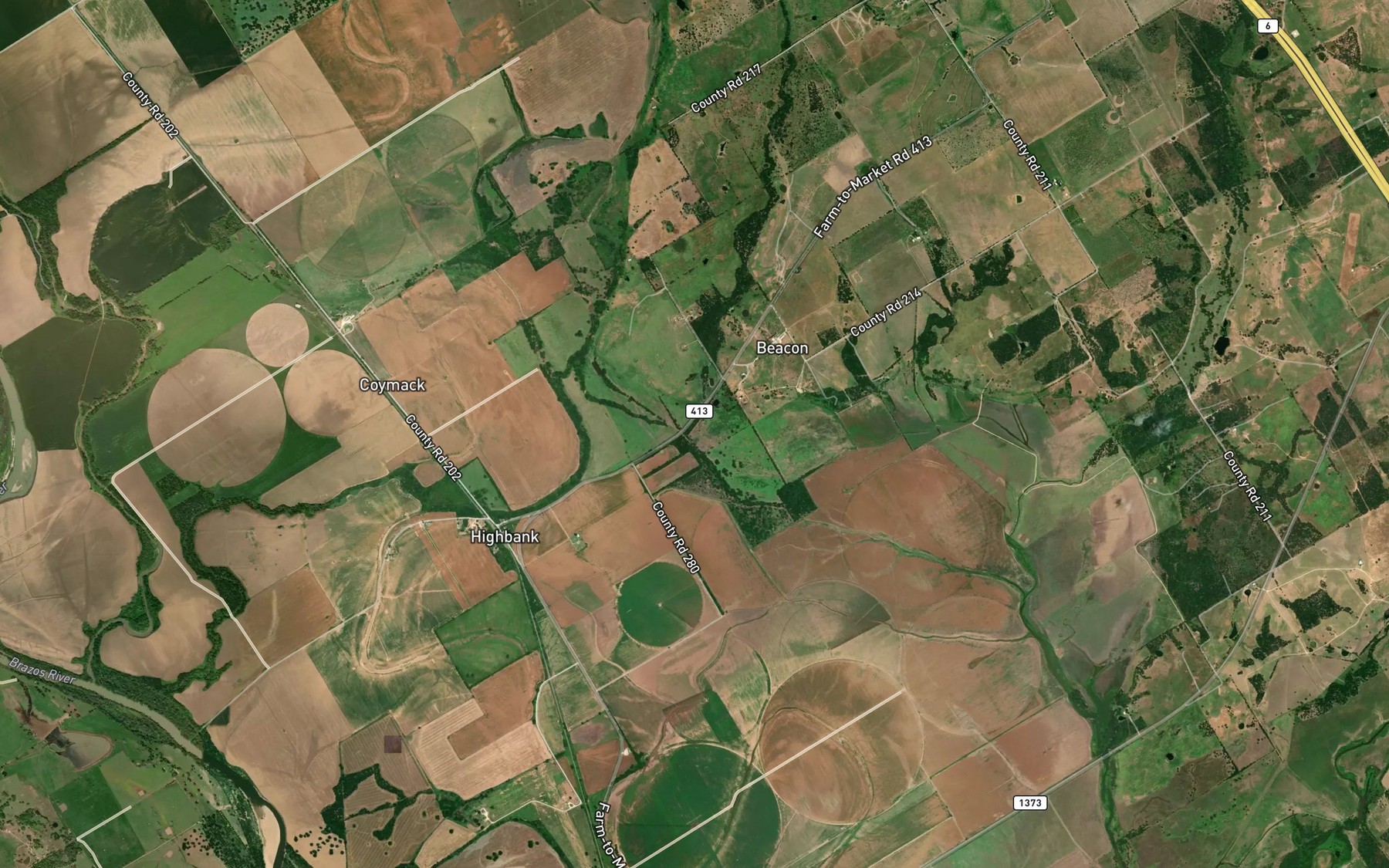 Satellite map of the Bee Branch