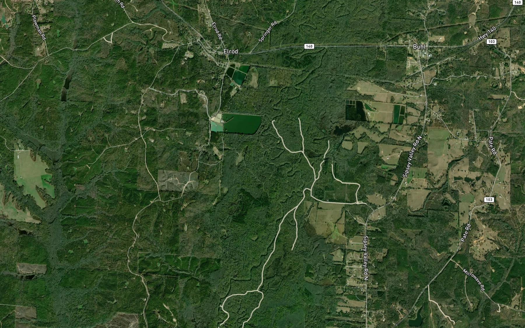 Satellite map of the Elrod Creek