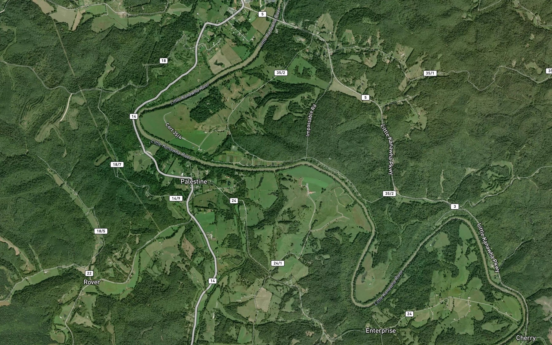Satellite map of the Reedy Creek