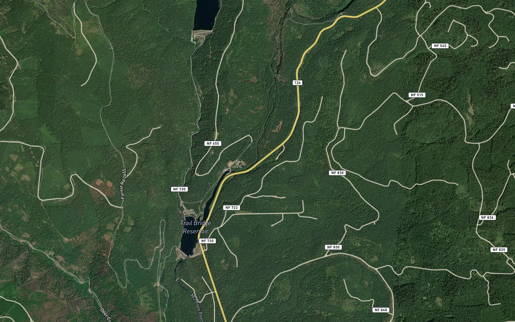 Satellite map of the Payne Creek