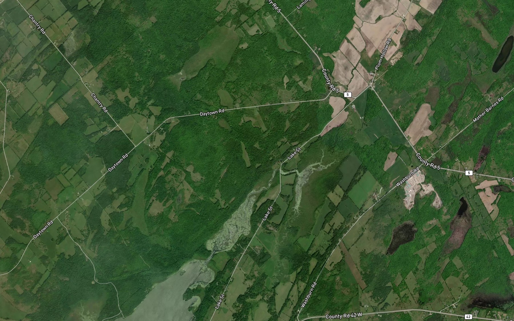 Satellite map of the Southwest Branch Plum Hollow Creek