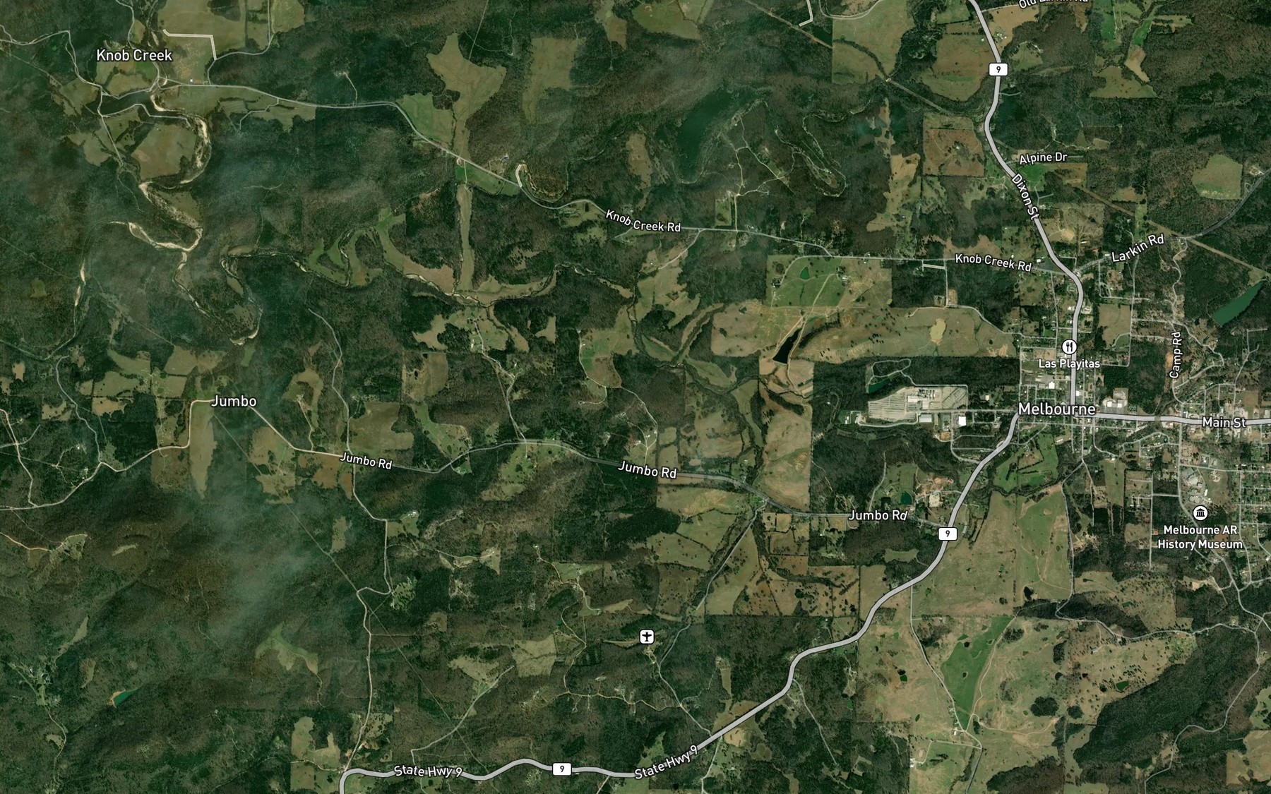 Satellite map of the White Oak Branch
