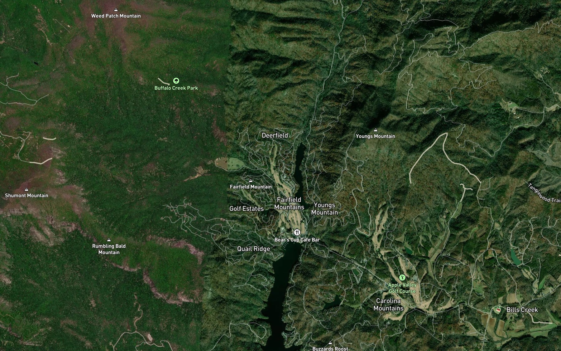 Satellite map of the The Mountains Lake