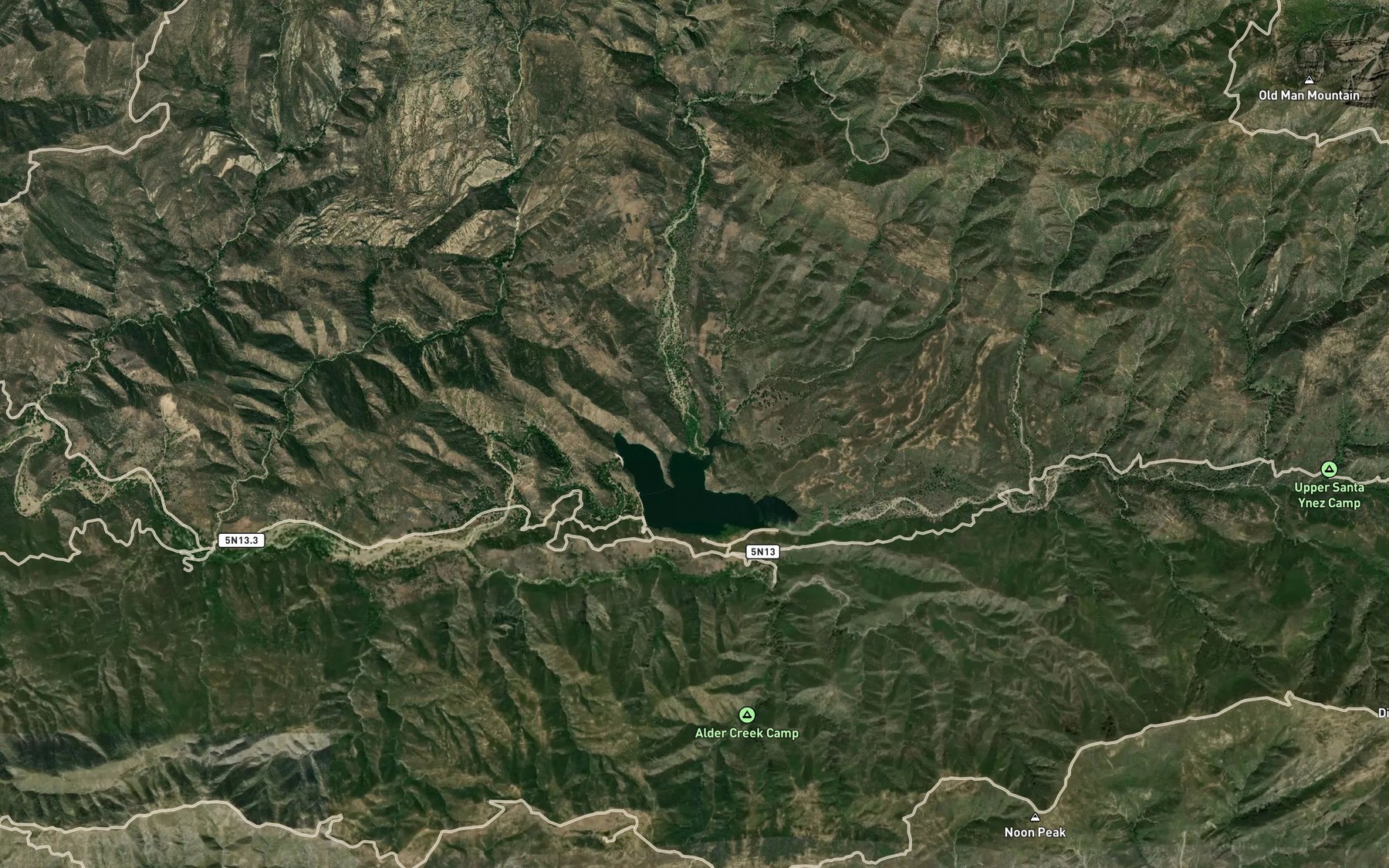 Satellite map of the North Fork Juncal Creek